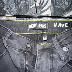 Black straight leg jeans.